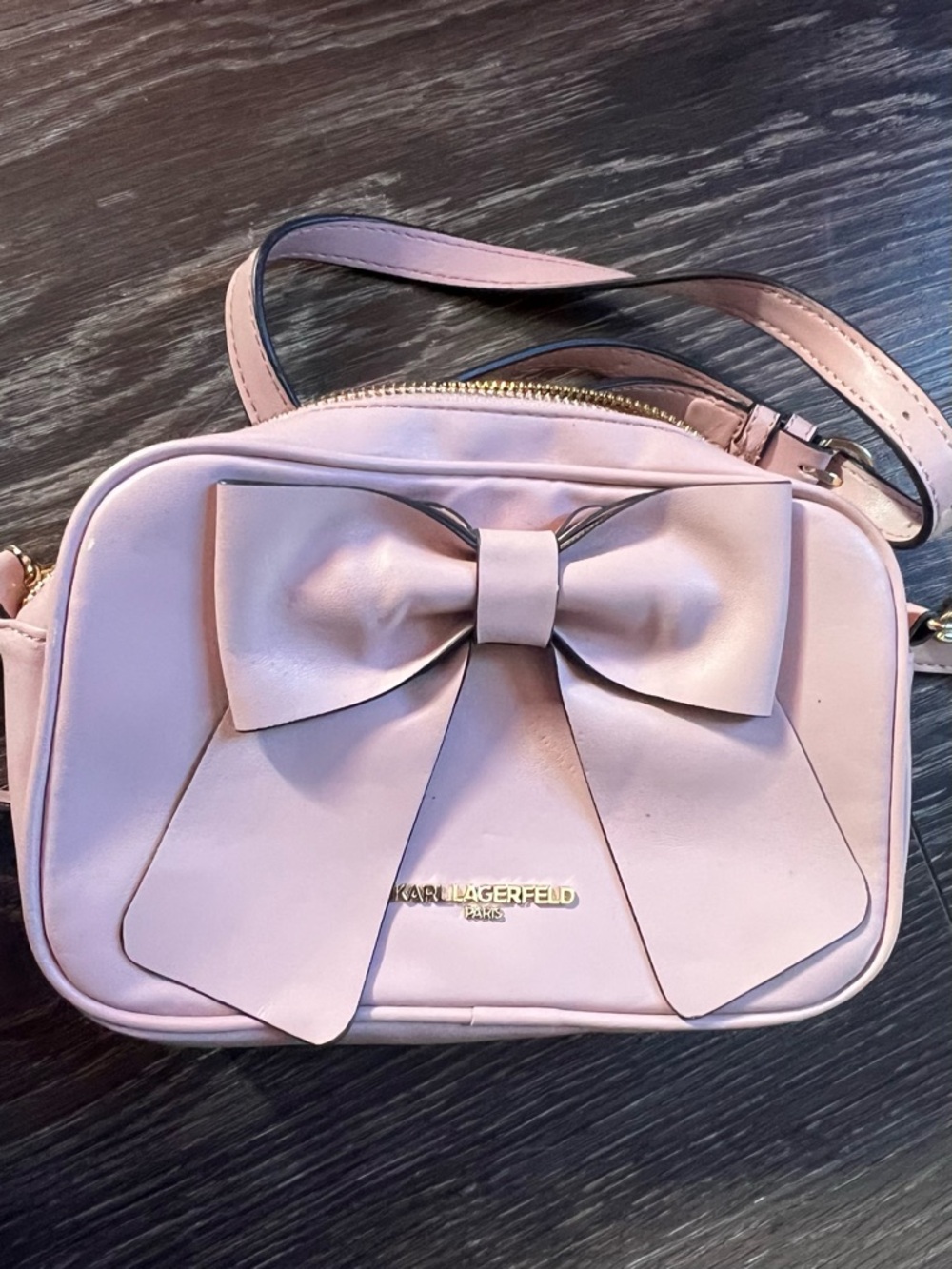 Karl Lagerfeld Blush Pink Bow Crossbody Bag